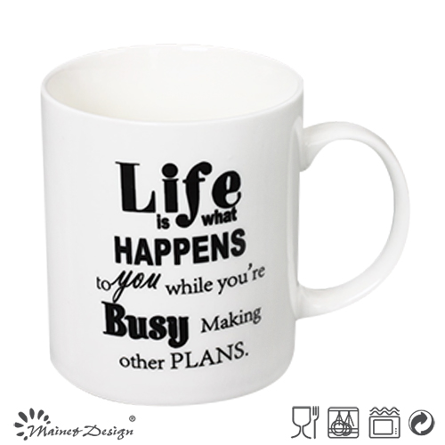 White Color with Words Printing Straight Coffee Mug