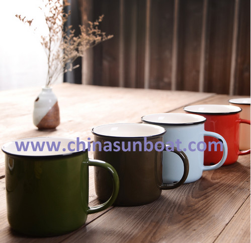 Sunboat 300ml Porcelain Cup Chinese Culture Mug Creative Retro Enamel Mugs Tableware