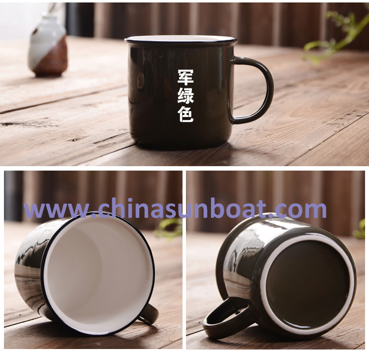 Sunboat 300ml Porcelain Cup Chinese Culture Mug Creative Retro Enamel Mugs Tableware