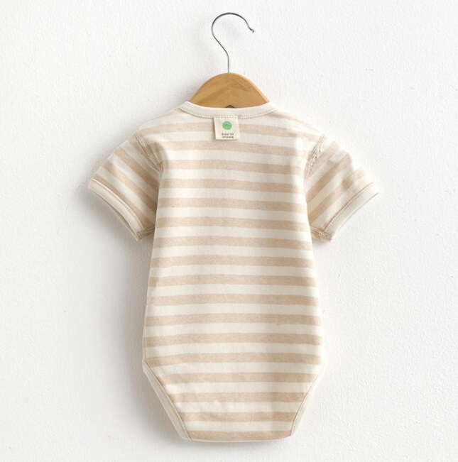 Summer Organic Cotton Baby Short Sleeve Striped Romper