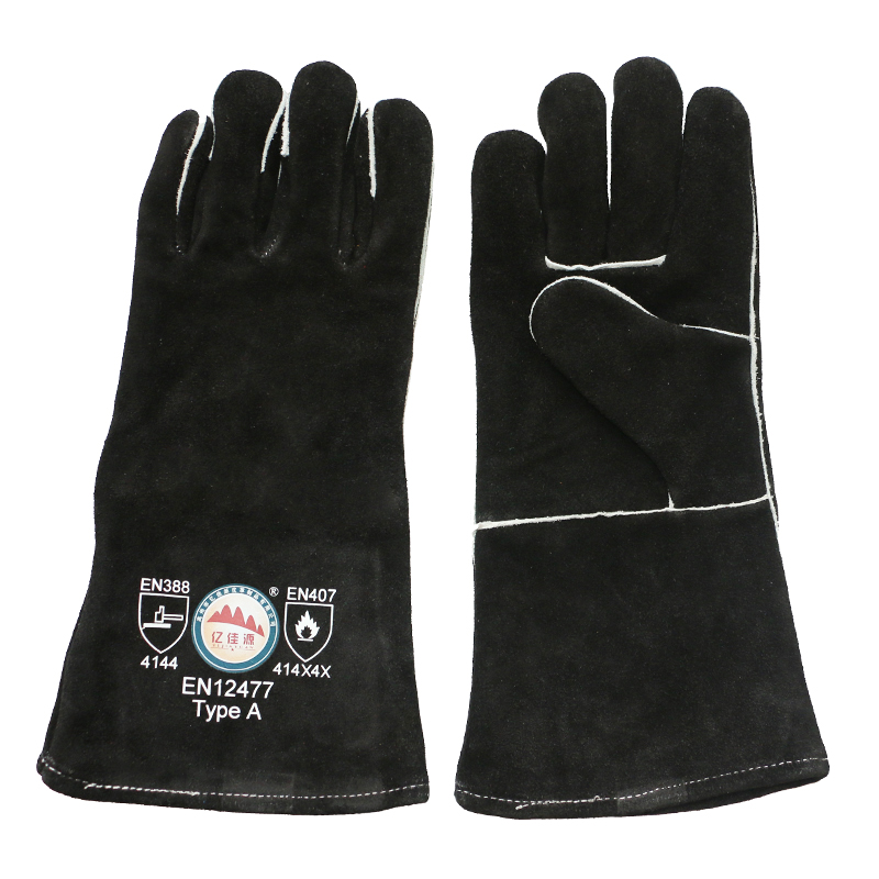 Black Heat Resistant BBQ Gloves Hand Safety Welding Gloves with Ce