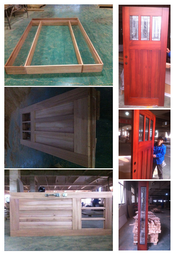 Mahogany Solid Wood Door with Glass Side-Lite and Transom