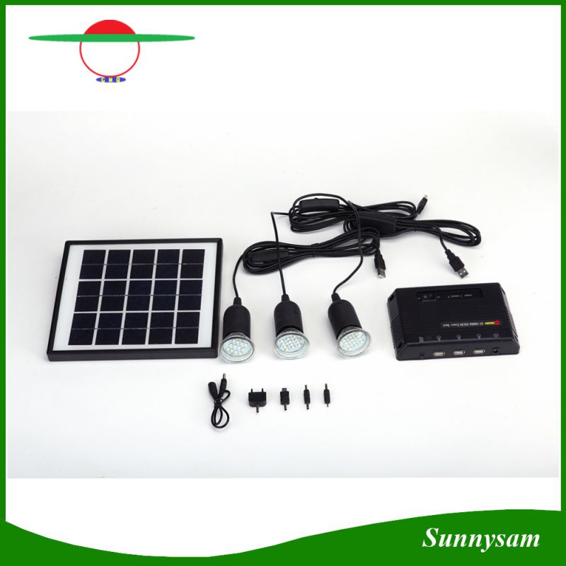 4W Solar Panel Lighting Home System Kit USB Charger with 3 PCS Light Bulb for Countryard Camping Fishing Emergency Security Lamp