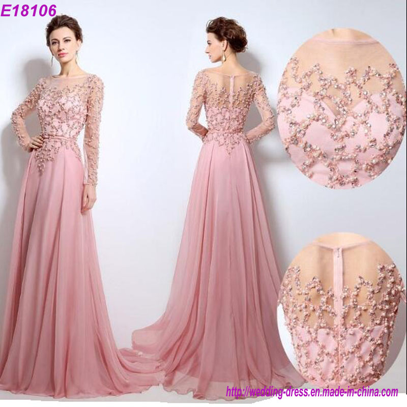 Wholesale New Arrival Sexy Long Sleeve Women Beaded Evening Dress