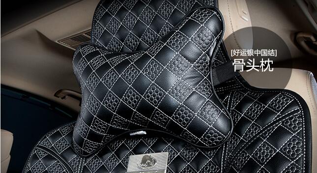 Car Headrest Neck Pillow Bone Shape Chinese Knot Pattern-Golden Black