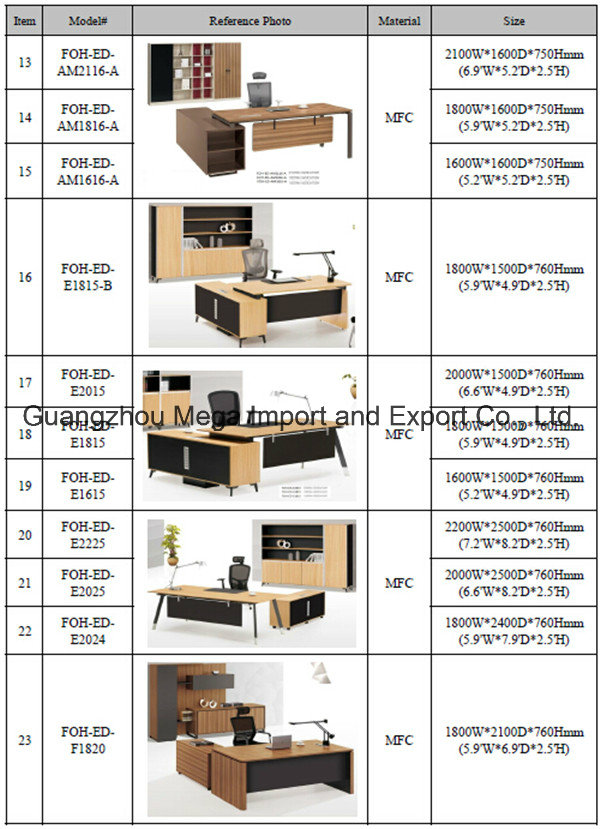 High End L-Shape Office Desk Managing Director Executive Table (FOH-BE20-A)