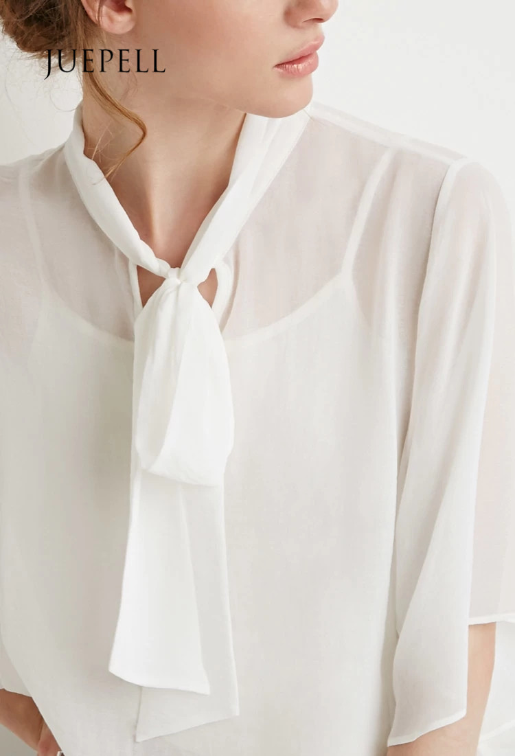 Contemporary Self-Tie Neck Cropped Blouse