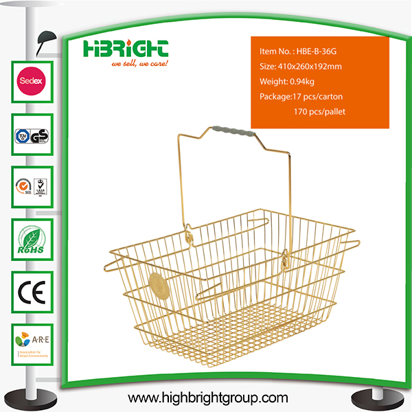 Supermarket Cosmetic Stores Golden Wire Shopping Basket
