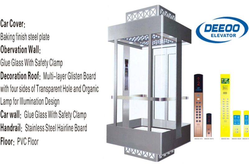 Outdoor Square Glass Panoramic Sightseeing Elevator