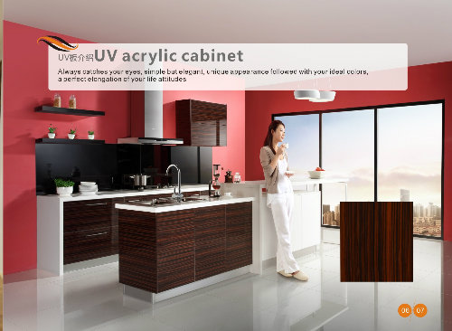 L Shape Style Modern Laminated UV Kitchen Cabinet