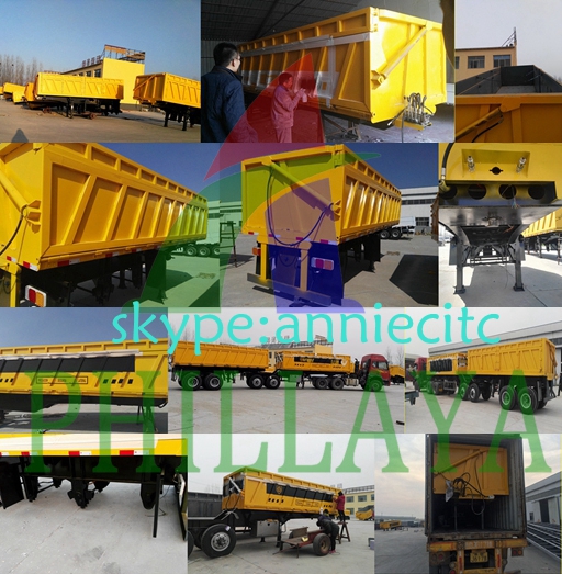 Diesel Fuel Type Dump Truck Hydrualic Cylinder Semi Trailer Double-B Side and Rear Tipper