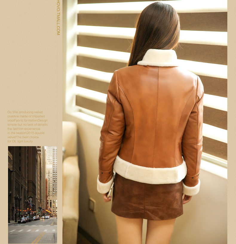 New Designs Short Style Shearling Leather Coat for Women Wholesell