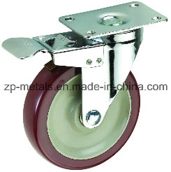 3inch Medium Sized Biaxial Bordeaux PVC Caster Wheels with Brake