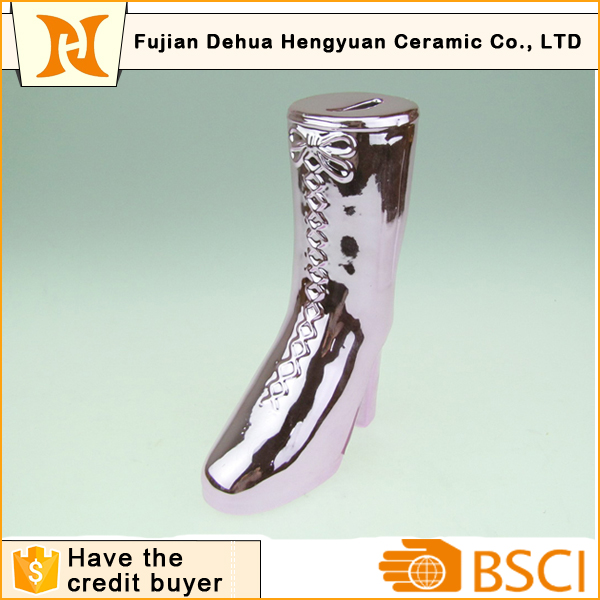 Plating Ceramic Boot Shape Piggy Bank