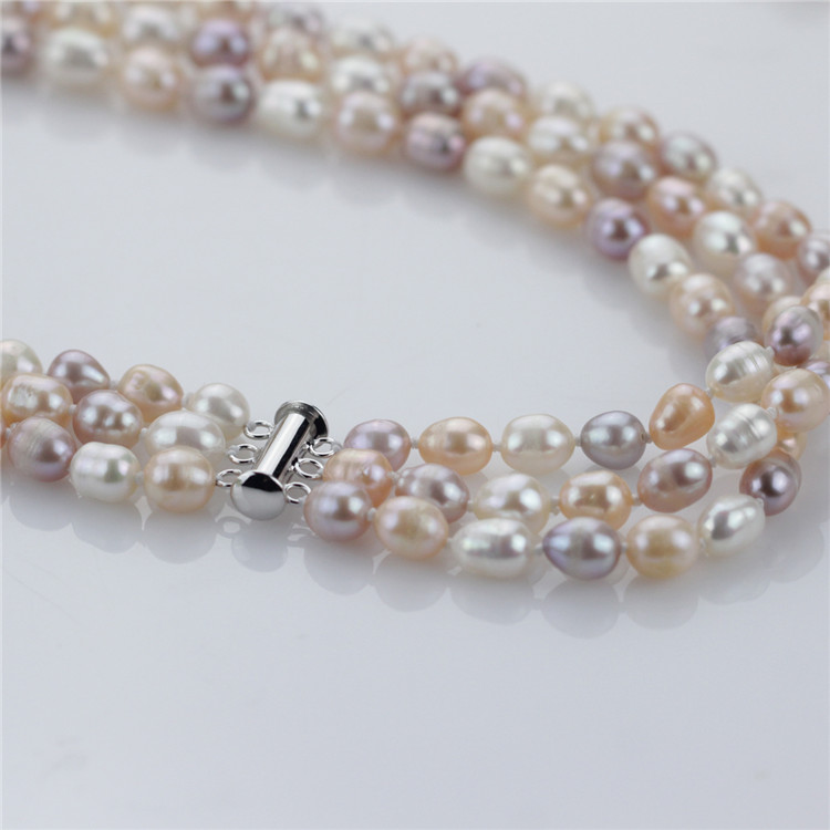 Snh 7mm Rice a Fresh Water Pearl Jewelry Set