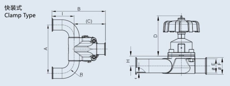 Stainless Steel U-Type Three-Way Diaphragm Valve