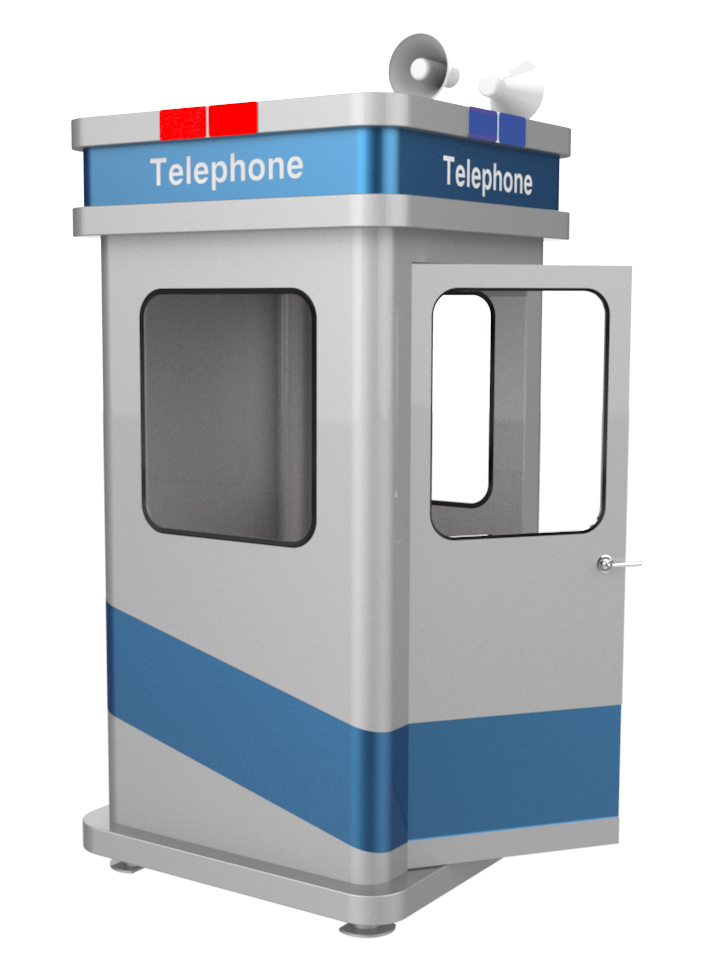 Weatherproof Phone Booth, Roadside Rugged Kiosk, Acoustic Telephone Hood