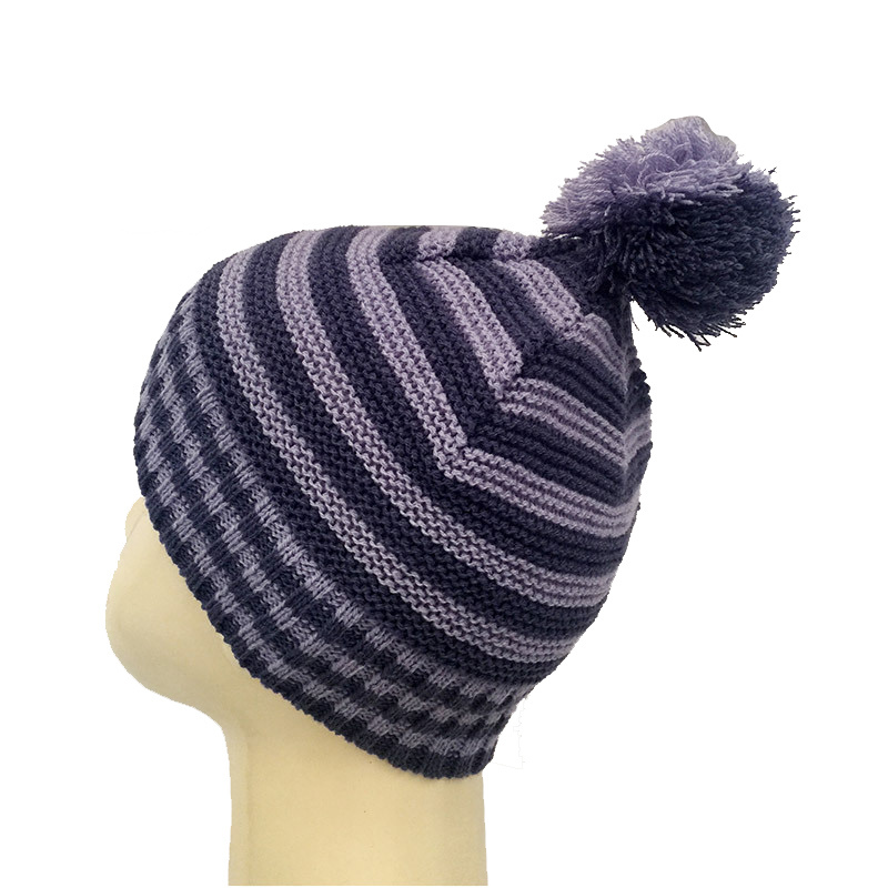 Children Baby Kids Autumn Winter Warm Knitted Stripe Printing POM POM Caps Beanie Hat (HW625)