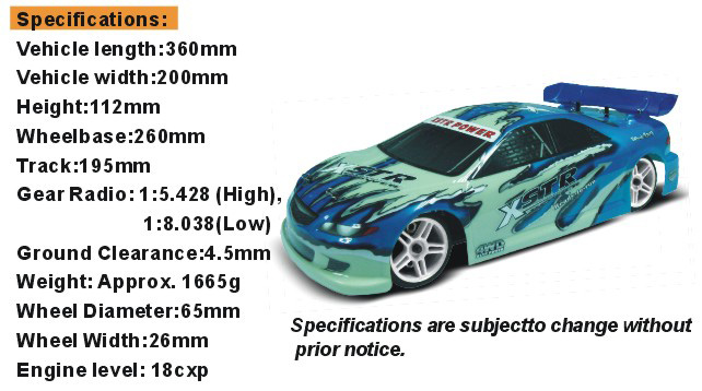 Newest 1/10th Scale Nitro Touring Car PVC Plastic RC Model Car