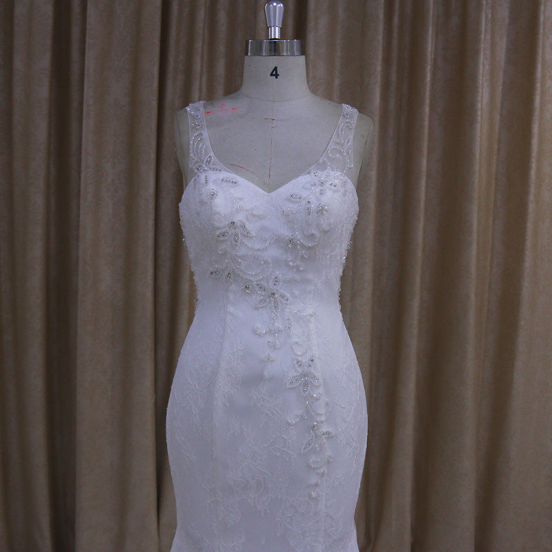 Sleeveless Beaded Mermaid Wedding Dress (XF1009A)