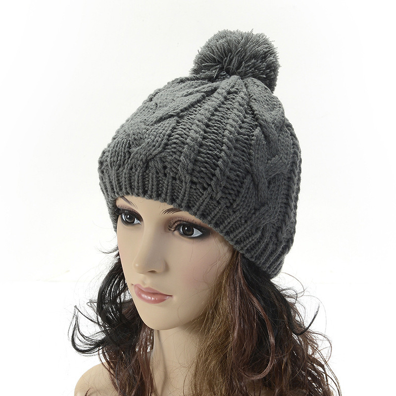 Womens Mens Unisex Ball Cap POM POM Knitted Winter Warm Beanies Thick Hat (HW104)