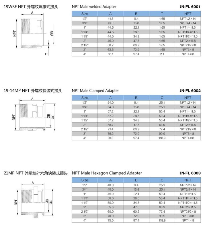 Stainless Steel Sanitary Male Threading Clamp Ferrule (JN-FL1004)