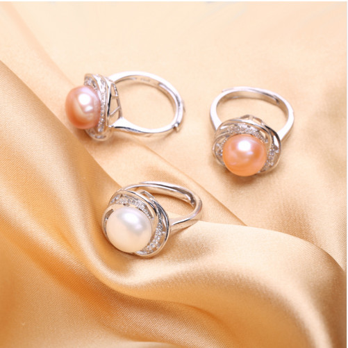 Pearl Ring Designs for Women 10-11mm AAA Bread Round European Ring Wedding Ring Pearl Ring