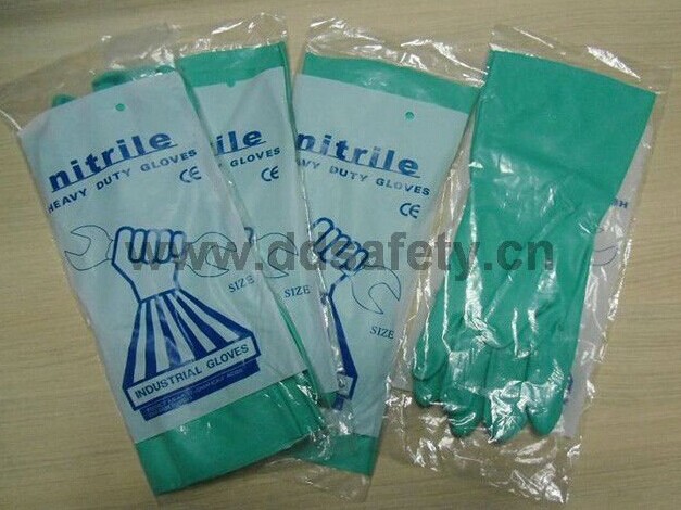 Green Nitrile Gloves for Industry or Household (DHL445)