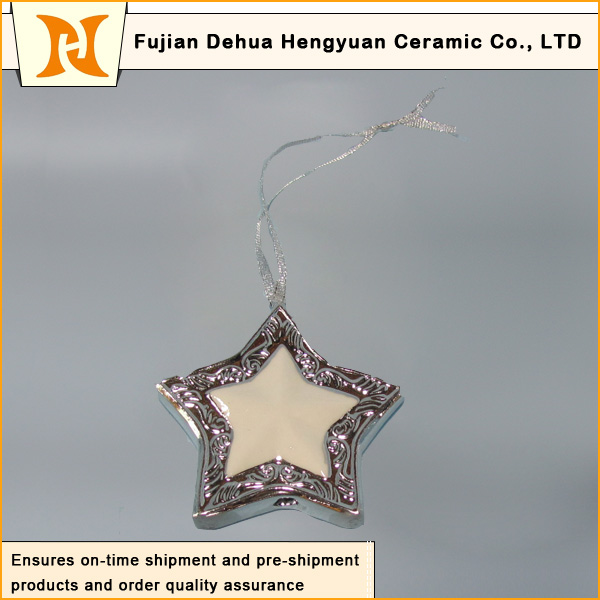 Pentagram Electroplated Ceramic, Ceramic Pendants for The Christmas Tree