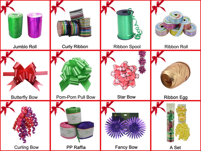 Colourful Curly Ribbon of Gift Packaging for Christmas Decoration