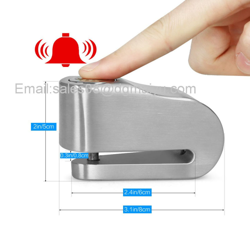 304 Stainless Steel Anti-Theft Disc Brake Lock Disc-Lock Alarm for Motorcycle Scooters Motorbikes Electric Bicycles