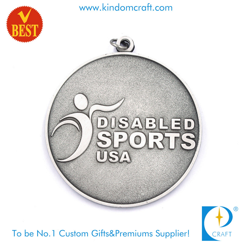 High Quality Customized 2D Sandblasted USA Disable Sports Medal with Silver Plating