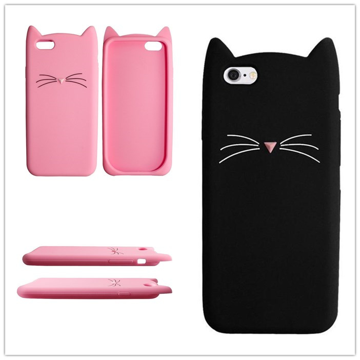 Cute Cat Pattern Silicone Phone Case for iPhone 5/6/7/Plus