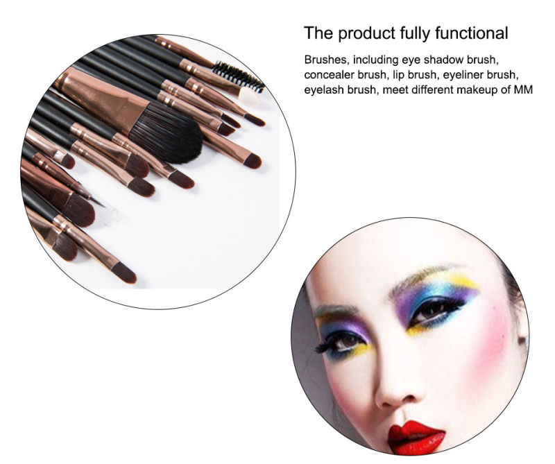 Professional 15PCS Makeup Brushes Set for Eyeshadow Eyeliner Eyebrow