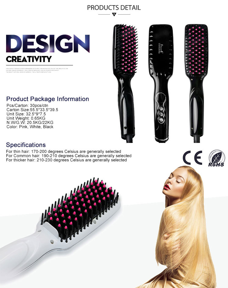 2016 New Design Electric Comb Hair Brush Straightener