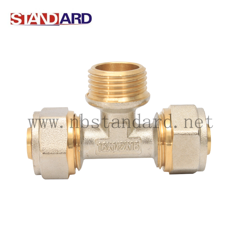 Brass Compression Tee for Pex Pipe