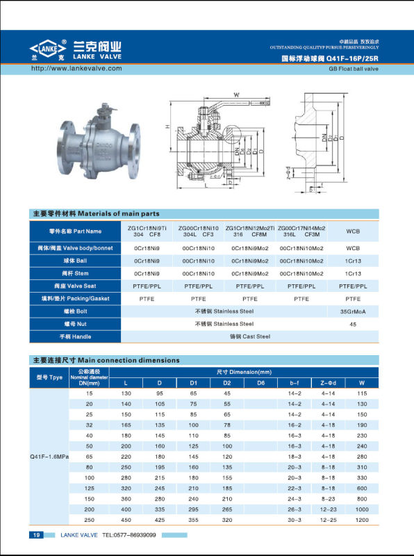 150lb Flange Ball Valve with ANSI/API Standard