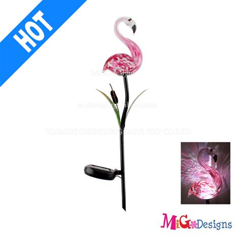 Wholesale Glass Flamingo Solar Powered Garden Lights Stake