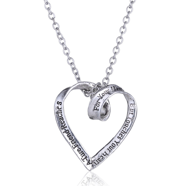 Personalized Silver Love Heart Letter Pendant Necklace Jewelry