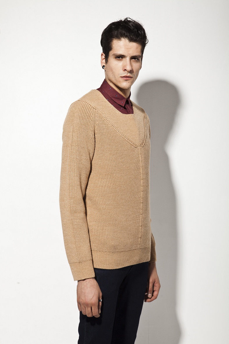 Manufactory Rib Knitting Pullover Wool Acrylic Man Sweater