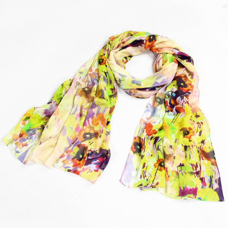 The Factory Custom Yellow Silk Crepe Georgette X-Large Scarf