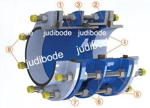 Ductile Iron Dismantling Joint EPDM Gasket Glavanized Steel Tie Rods