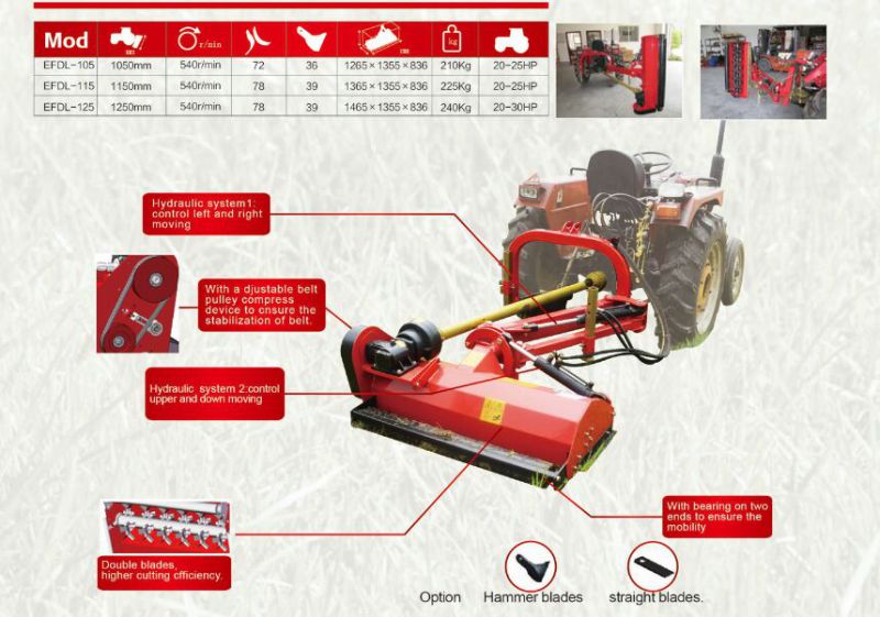 Compact Tractor Hydraulic Side Flail Mower for Tractor