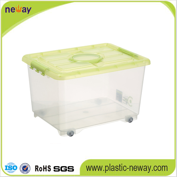 Large Transparent Plastic Storage Box with Wheels