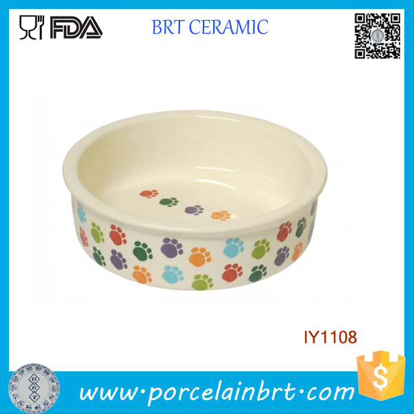 Lovely Polychrome Foot Step Little Cute's Fave Ceramic Pet Bowl