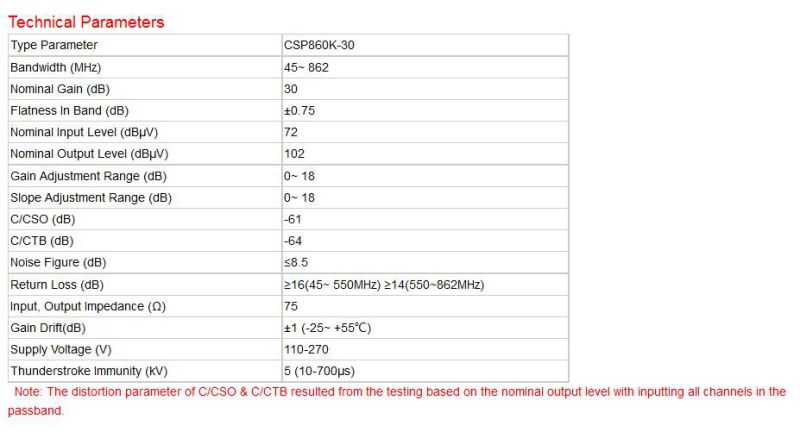 Wide Voltage 110-270V CATV K Type RF Amplifier/RF Booster Csp-860