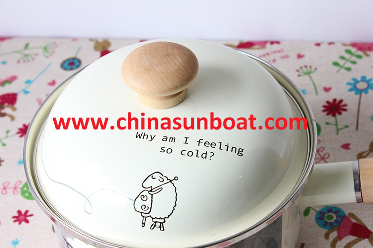 Sunboat Cute Cartoon Sheep Milk Enamel Pot Soup Pot