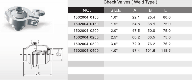 Sanitary Stainless Steel Tri Clamped Check Valve with Drain