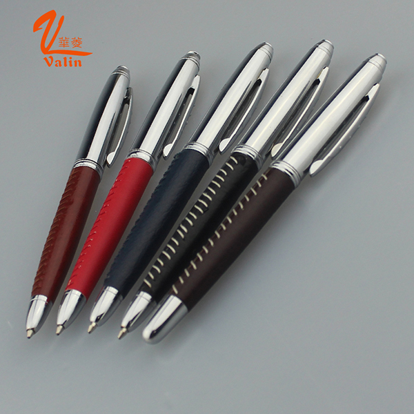 Metal Company Logo Pen Thick Leather Pen on Sell