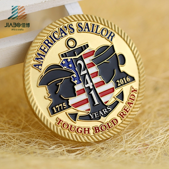 Jiabo Custom Made Metal Alloy 3D Navy Chief Challenge Coin